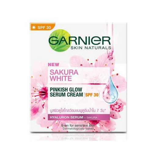 Qoo10 New Garnier Sakura White Pinkish Glow Hyaluron Serum Cream Spf30 50ml Skin Care