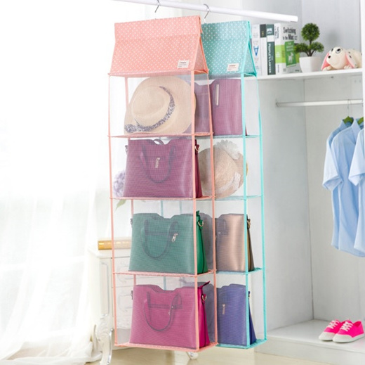 Qoo10 - Bag Organizer hanger Hang cupboard cabinet slots net transparent  Comp : Bag & Wallet