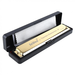 FEIFAN Gold 24 Holes 8K Titanium Harmonica Tremolo Tone Key C Harp Mouth Organ Musical Instruments