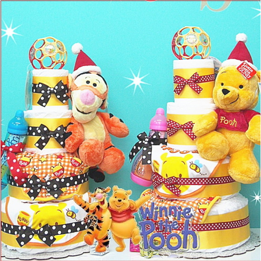 Qoo10 おむつケーキ ディズニー プーさんティガーおむつケーキ 出産祝い 売れ筋 土曜日営業 送料無料 出産祝い パンパース59枚 ベビーギフト Toys