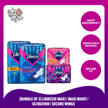 [Bundle of 3] Libresse Maxi Night / Ultrathin / Maxi Wing Sanitary Pad Super Absorbent 