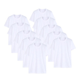 100% Indian Organic Cotton Unisex Basic Short-Sleeved T-Shirt White 10-Piece Set