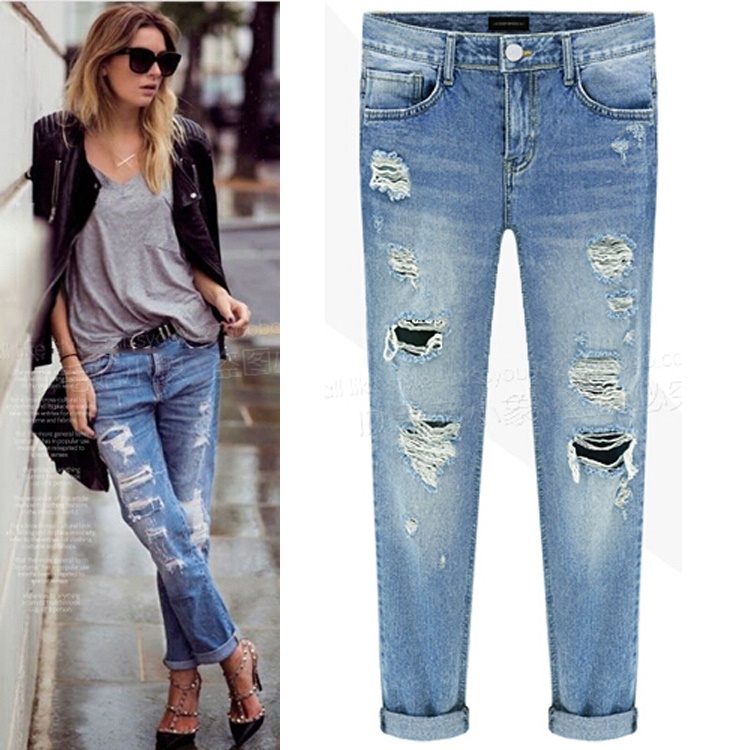 Qoo10 New Ripped Denim Boyfriend Jeans For Women Torn Jeans Women Women S Clothing