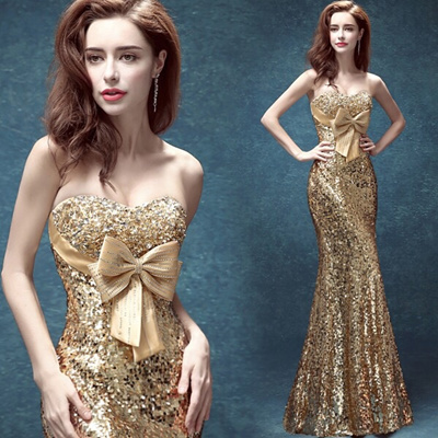 gold color evening dresses