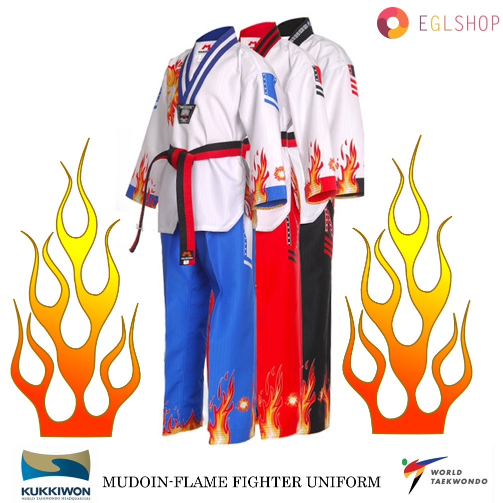 MUDOIN Kids Junior Blue Taekwondo Uniform WTF Poom TKD Tae Kwon Martial Arts
