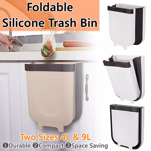 Qoo10 Foldable Waste Bin Trash, Kitchen Trash Can Cabinet Size