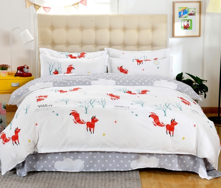 Qoo10 Fox White Bed Pillowcases Duvet Cover Set Quilt Cover Set