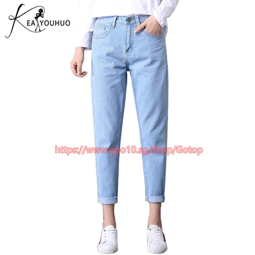 Qoo10 19 Wash Bleaching Mom Pants Boyfriend Jeans For Women Denim Skinny J Women S Clothing