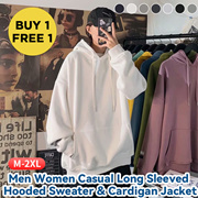🔥1+1🔥new mens and womens casual style hooded sweater cardigan jacket long sleeves loose couple