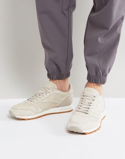 reebok classic suede gum sole sneakers in beige