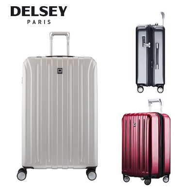 delsey grey hard shell suitcase