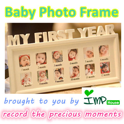 Imp House My First Year Baby Photo Frame Wooden Photo Frame 1st Birthday Gift Home Deco