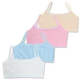 4pcs Girls Training Bra Girls Breathable Sports Cami Bras Strap Bralette  Activewear Bra,aged 8-18 Pink