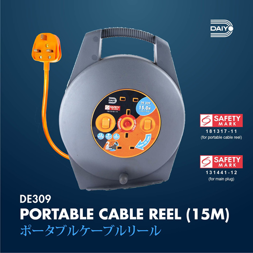 Daiyo DE 309 Portable Cable Reel/ Extension Cable Roll 15m