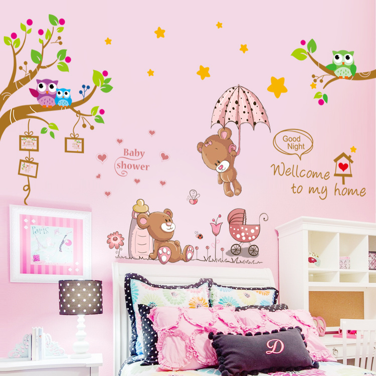 Cute Kids Room Bedroom Nursery Study Kitty Wallpaper Hello Kitty Home Decoration Removable Wall Stic