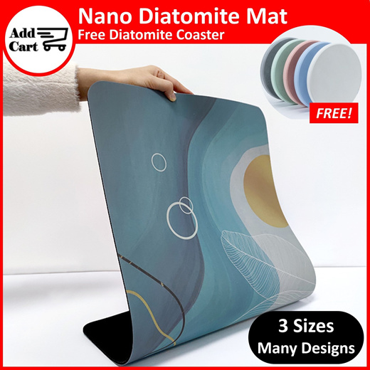 Authentic Nano Diatomite Bathroom / Kitchen Floor Door Mat (3rd Gen)(3 Sizes) Free Diatomite Coaster