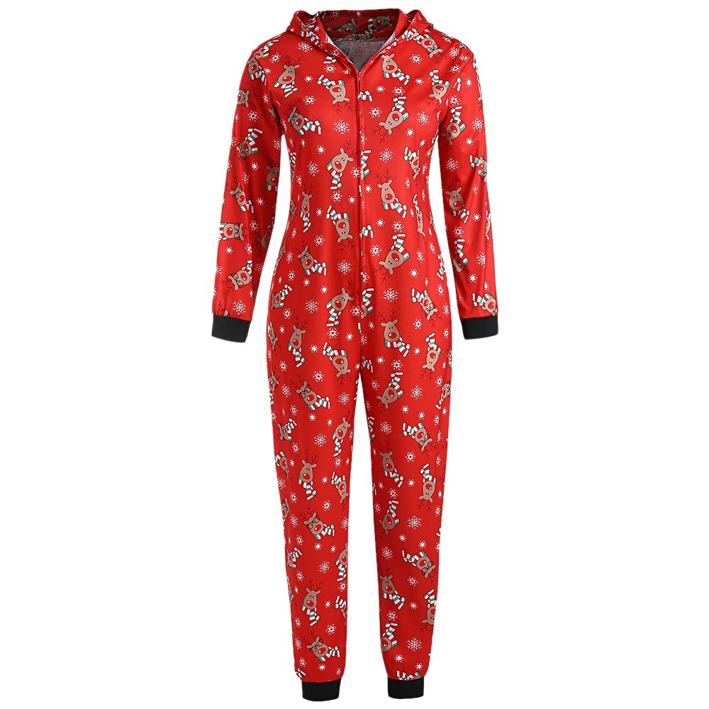 Qoo10 Plus Size Christmas Elk Hooded Jumpsuit Pajama Women S Clothing