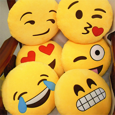 10 x Emoji Emoticon Yellow Mix Colour Round Cushion Pillow Plush Soft Face Toy 