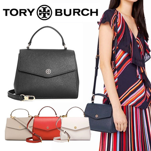 Tory Burch 153233 ROBINSON SPAZZOLATO SMALL TOP-HANDLE Bag Beige