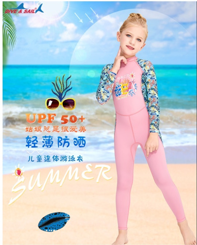 NING 2.5mm Kids Long Sleeve Wetsuit One Piece Swimming Cloth UV Protection Swimsuit 2-8T