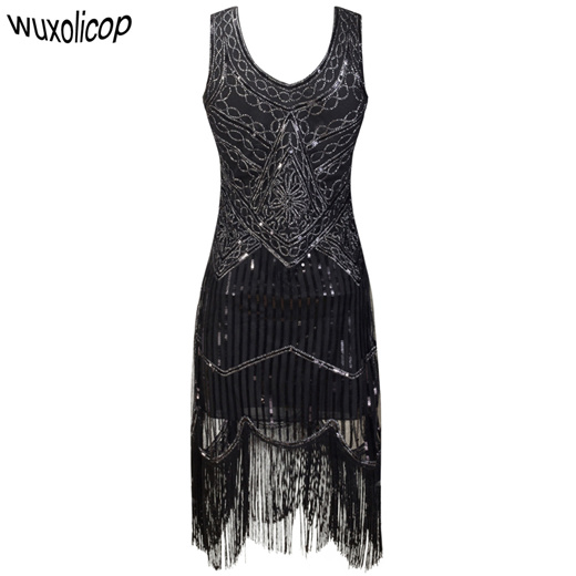 Qoo10 Women Party Dress Robe Charleston 1920s Great Gatsby Flapper Sequin Fr Women S Clothing