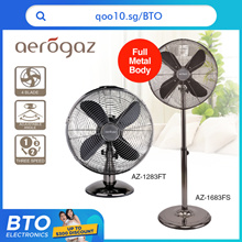 Aerogaz 12 Inch Table Fan (AZ-1283FT) / 16 Inch Stand Fan (AZ-1683FS) 4 Metal Blades / Metal Body