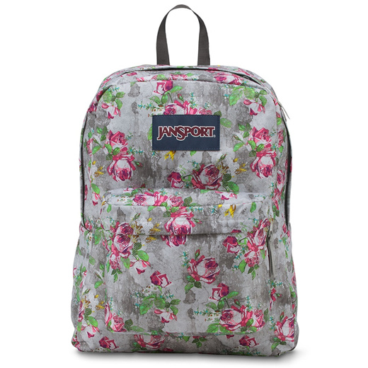 jansport gray floral backpack