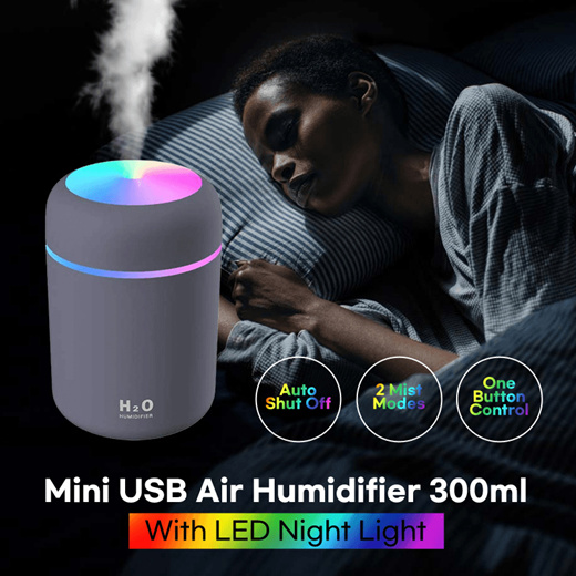 300ml USB Mini Humidifier Auto Shut-Off Colorful Desktop Air