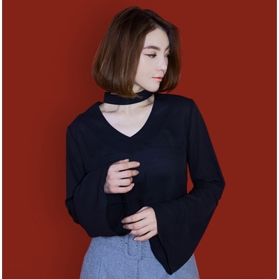 06. choker blouse - black - free