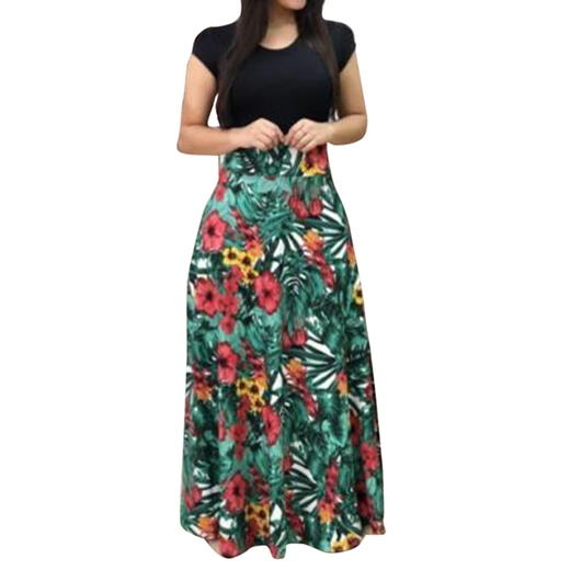 Women Casual Floral Printed Maxi Dress 