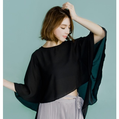 07. batt sleeve blouse - black - free