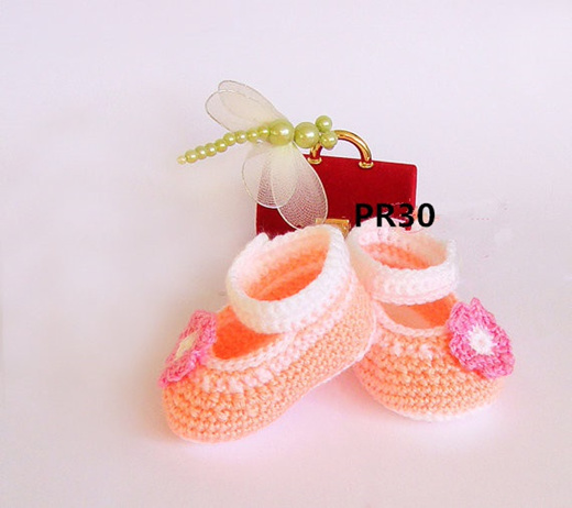 Qoo10 - Crochet baby girl shoes， Peach 