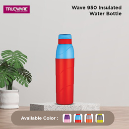 Trueware Wave 950 Insulated Water Bottle with Inner PlastiHot  Cold Bottle with Attractive ColorBPA