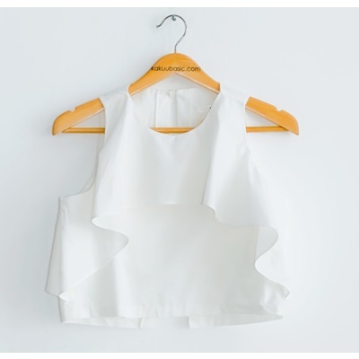 11. flap chest blouse - white - free