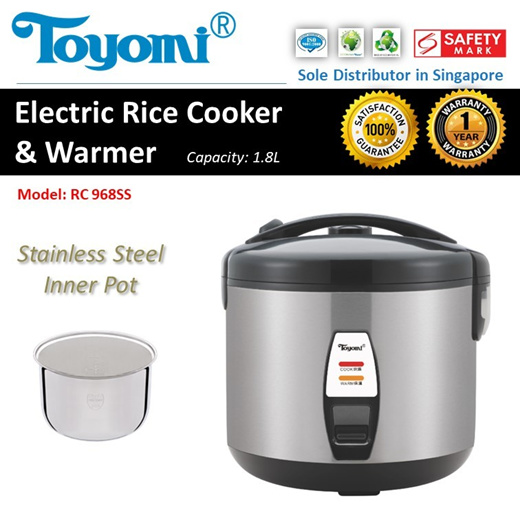 Toyomi 0.8L Electric Rice Cooker & Warmer with Stainless Steel Inner Pot RC  801SS