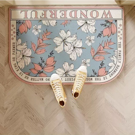 [1+1] Washable flower diatomaceous earth floor mat carpet rug mat Nordic style kitchen living room bathroom toilet