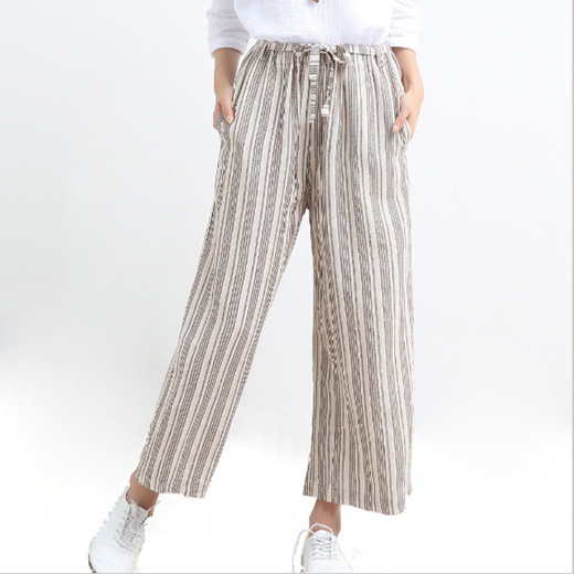 high waisted striped linen pants