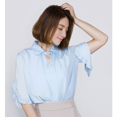 15. frill sleeve shirt - skyblue - free