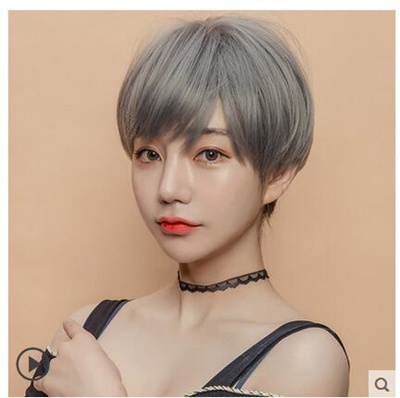 Qoo10 Wig Female Short Hair Bobo Korea Bobo Head Handsome Red