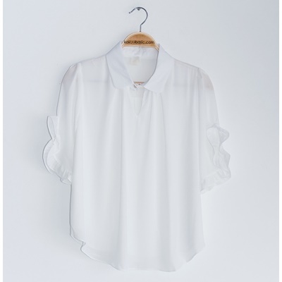 15. frill sleeve shirt - white - free