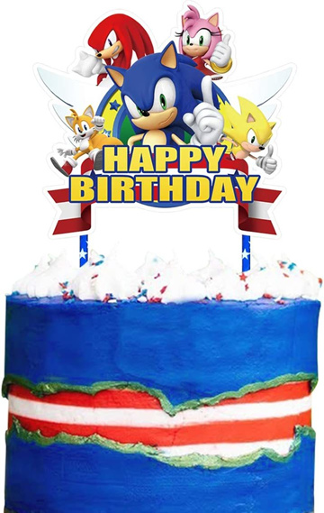 Blue Hedgehog Happy Birthday Cake Topper, Hedgehog Birthday Party