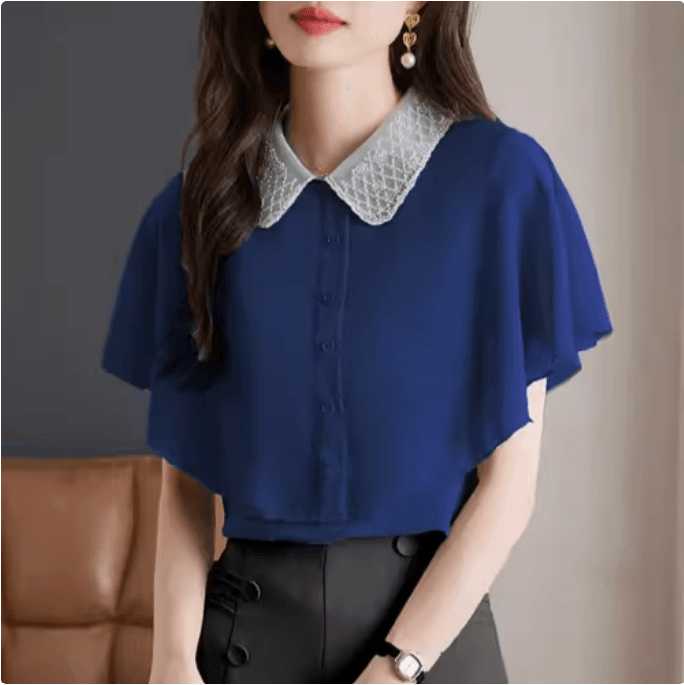 Qoo10 Ladies Premium French Chic Embroidery Collar Cape Style Chiffon