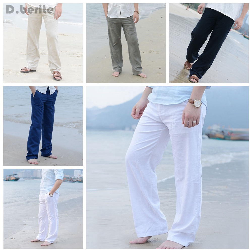 mens white beach trousers