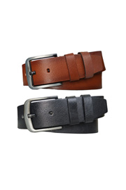 Luxury Strap Belts New Fashion 100% Genuine Leather 2 Psc. Set Flat Jean Pants Belt 4.5Cm: Black-Tan