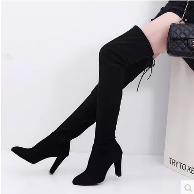 block heel thigh boots