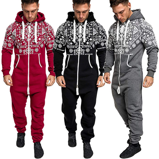 Qoo10 Fashion Men Jumpsuit Combinaison Pyjama Autumn Winter Casual Hoodie Pr Men S Clothing