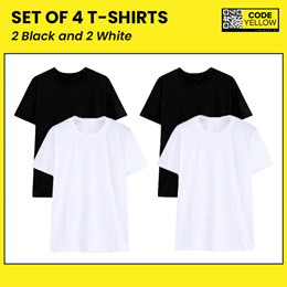 Code Yellow Set of 4 T-shirts: 2 Black and 2 White