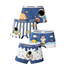 LJMOFA 5 Pcs Kids Boys Underwear Cartoon Space Astronaut Shorts