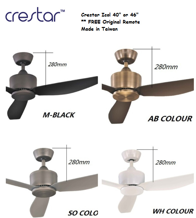 Crestar 40 46inch 3blade Ceiling Fan Icol Made In Taiwanfree Original Remote Control