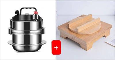 2-person/1.2L pressure rice cooker + wooden lid and wooden stand